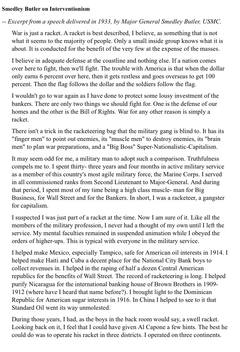 Letter written by Smedley Butler